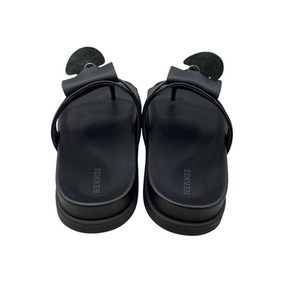 Hermes Sandals Empir 37 Kelly Buckle Leather Black Silver — view 4