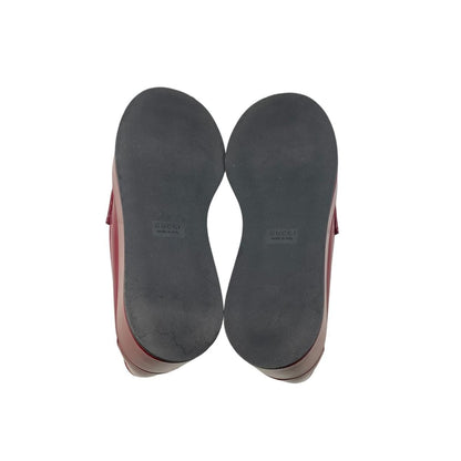 Gucci Loafers Horsebit Wedge Sole 37 Leather Red Gold — view 5