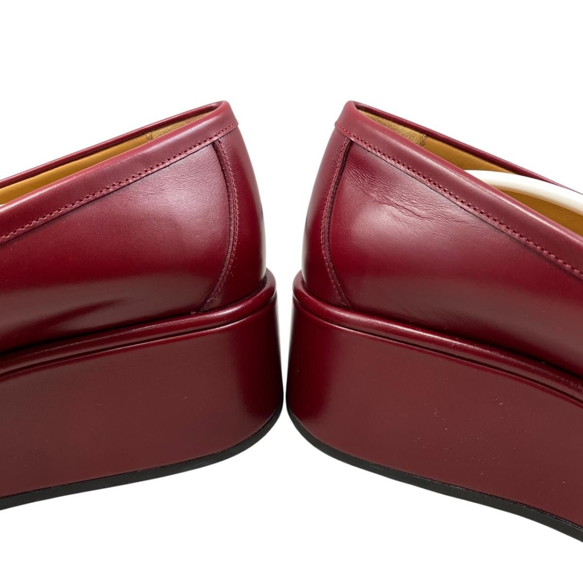 Gucci Loafers Horsebit Wedge Sole 37 Leather Red Gold — view 6