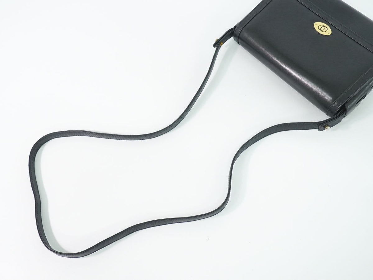 Gucci Vintage Shoulder Bag Pochette Leather Navy — view 4