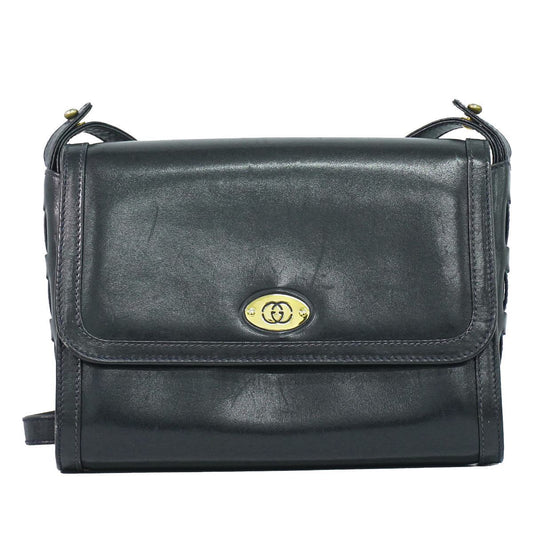 Gucci Vintage Shoulder Bag Pochette Leather Navy