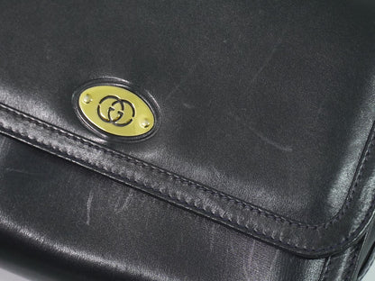 Gucci Vintage Shoulder Bag Pochette Leather Navy — view 7