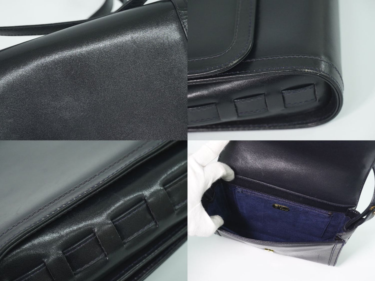 Gucci Vintage Shoulder Bag Pochette Leather Navy — view 8