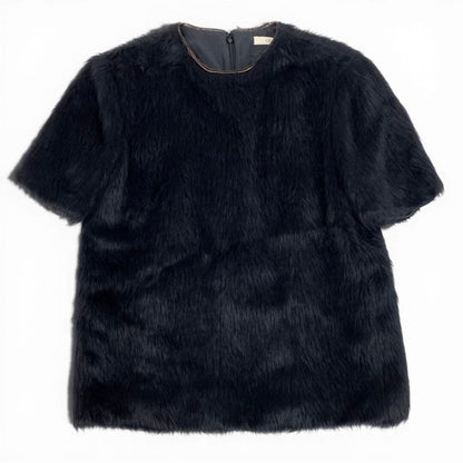 Celine Phoebe Philo Era Alpaca Cowl Blouse Fur Top Black Wool Silk — view 2