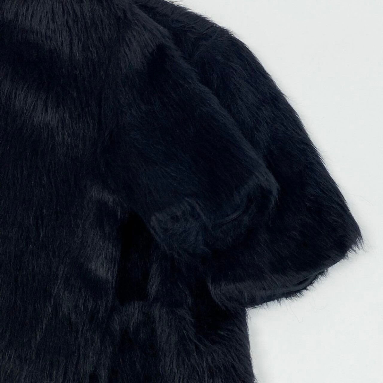 Celine Phoebe Philo Era Alpaca Cowl Blouse Fur Top Black Wool Silk — view 5