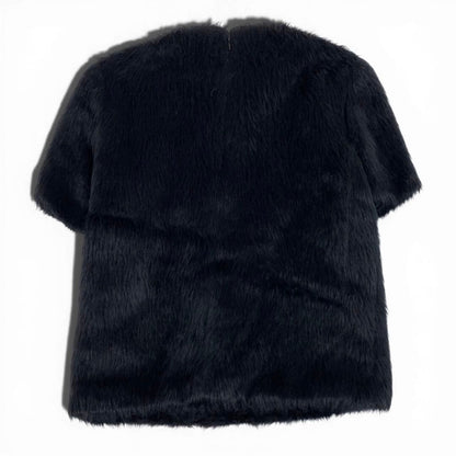 Celine Phoebe Philo Era Alpaca Cowl Blouse Fur Top Black Wool Silk — view 3