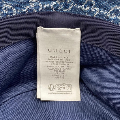 Gucci Hat Bucket Hat GG Jacquard M Denim Cotton Blue Brown — view 8