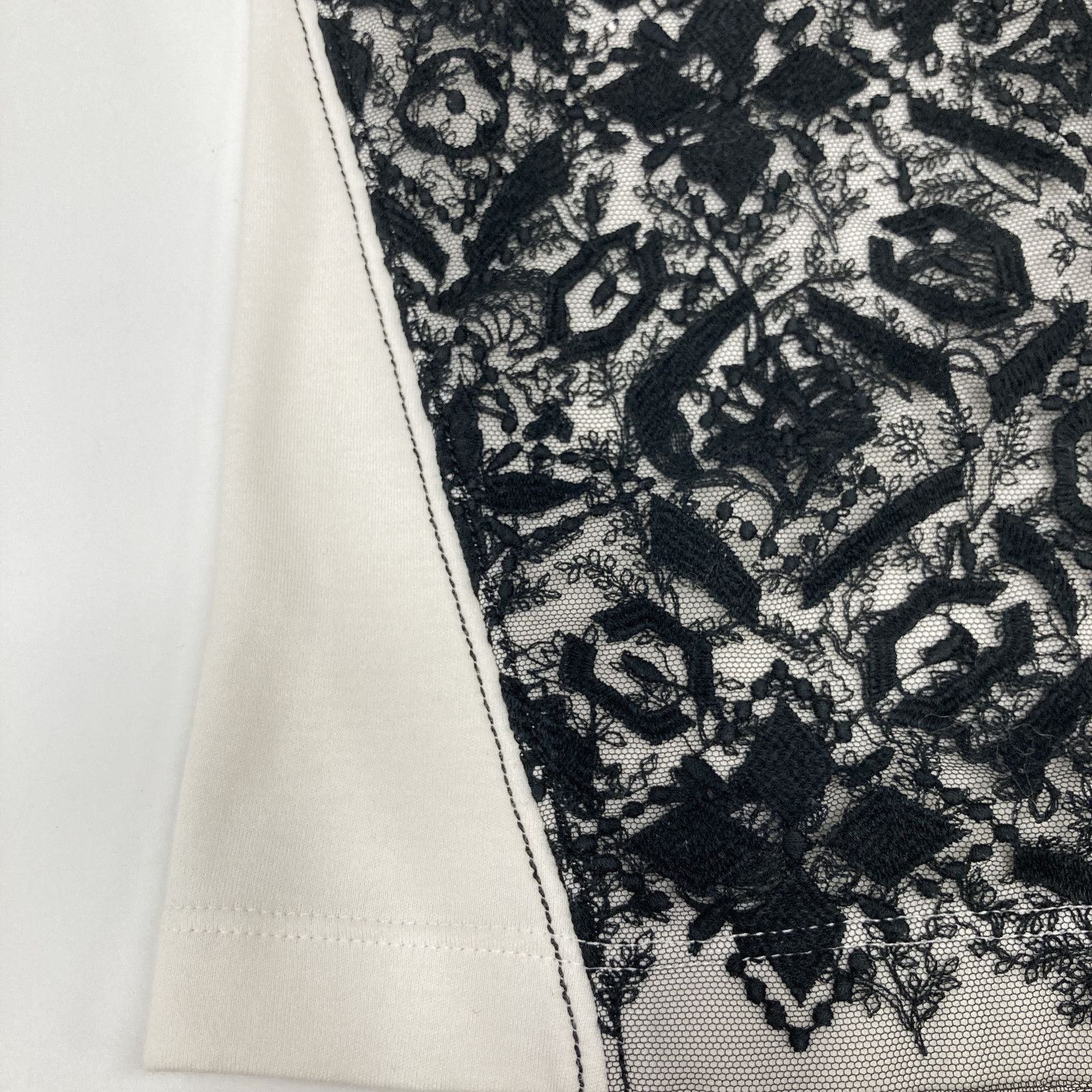 Louis Vuitton White Black Lace Monogram Embroidery Cut Replacement Short Sleeve — view 8