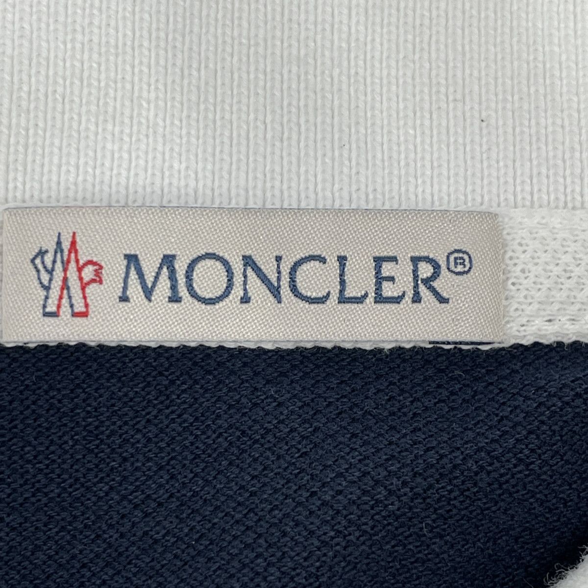 Moncler Maglia Polo Manica Corta Navy White Cotton Patch Logo — view 3