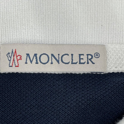 Moncler Maglia Polo Manica Corta Navy White Cotton Patch Logo — view 3