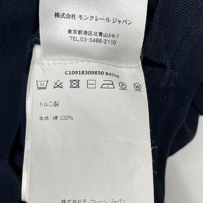 Moncler Maglia Polo Manica Corta Navy White Cotton Patch Logo — view 4