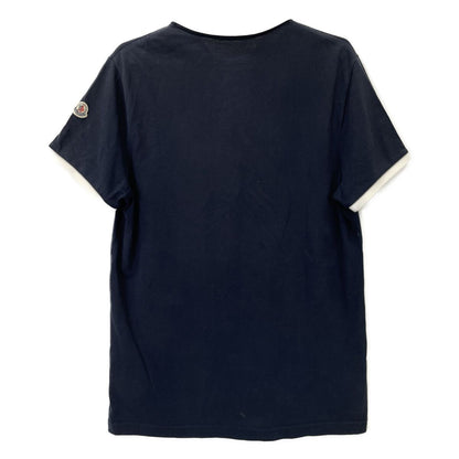 Moncler Maglia Polo Manica Corta Navy White Cotton Patch Logo — view 2