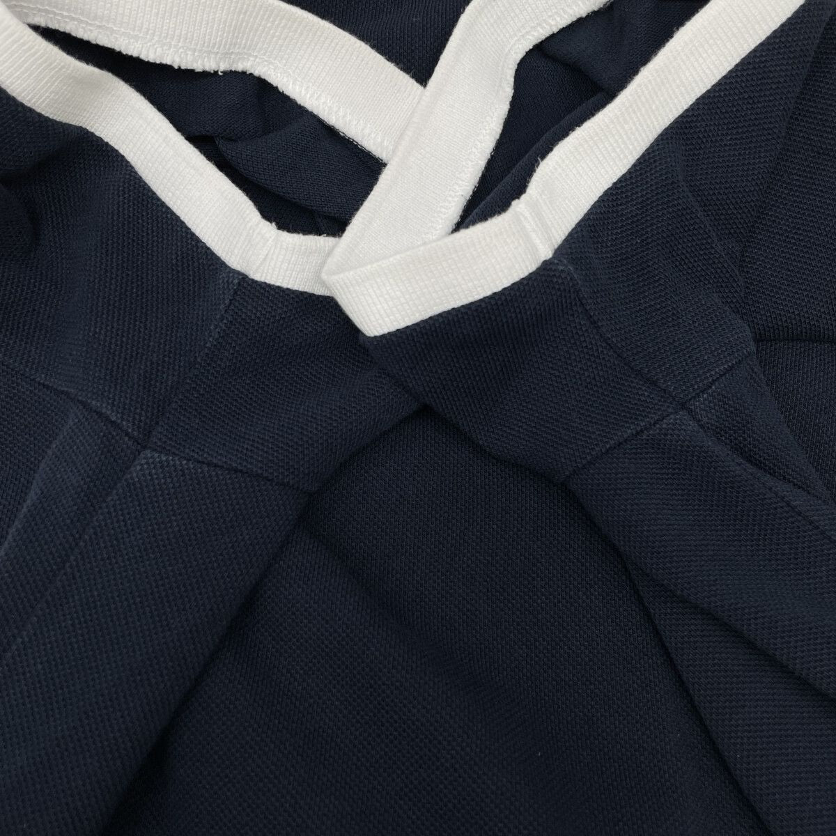 Moncler Maglia Polo Manica Corta Navy White Cotton Patch Logo — view 7