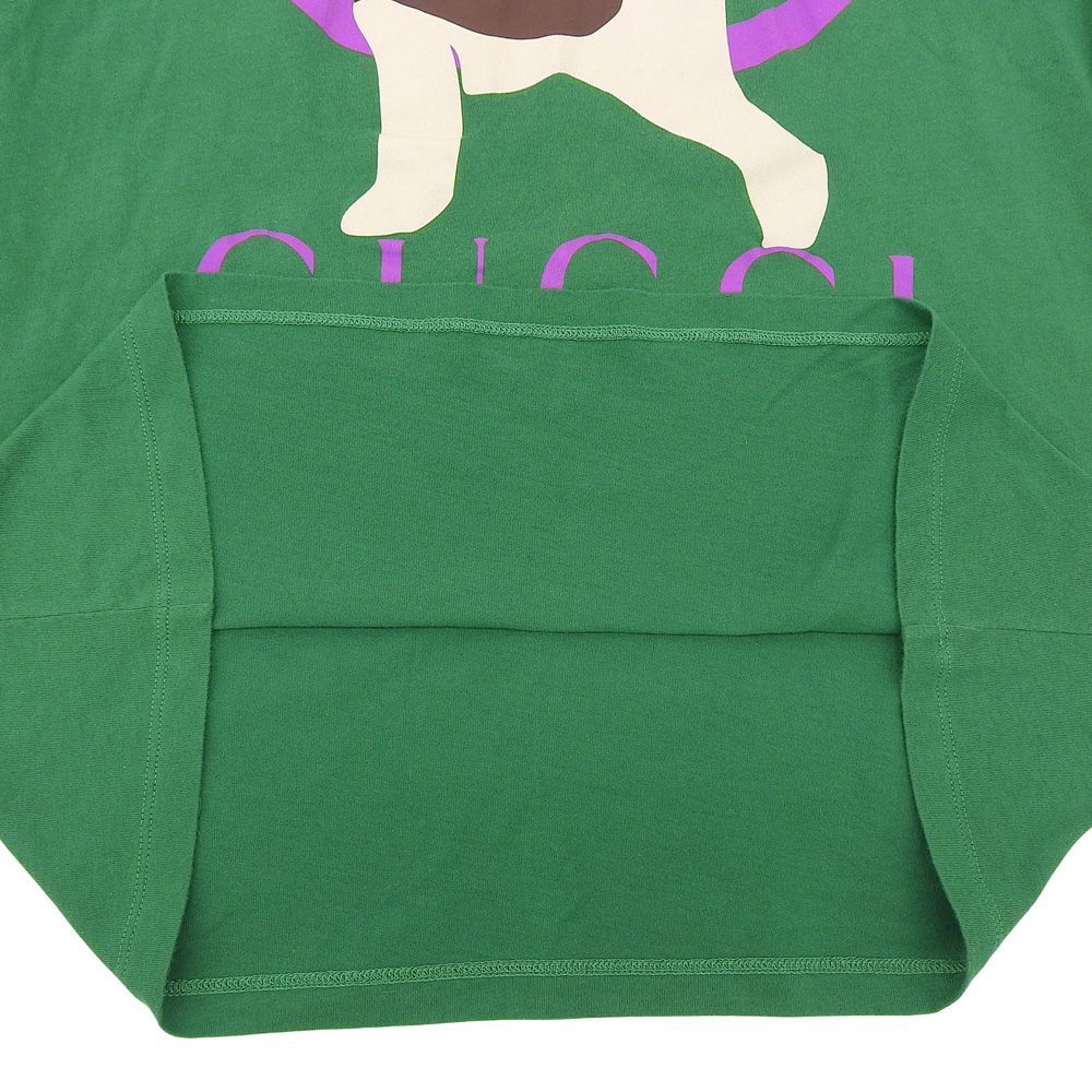 Gucci Woof Dog Print Cotton T-Shirt Top Green — view 3
