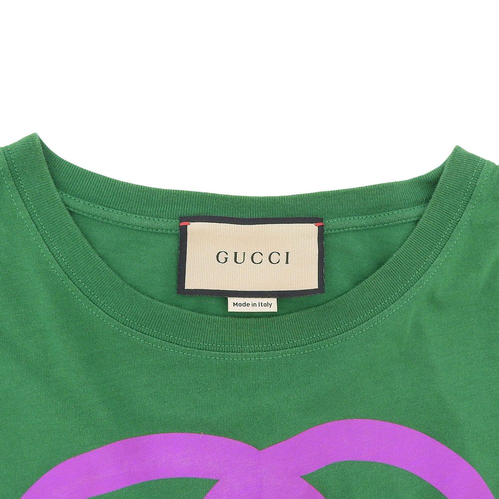 Gucci Woof Dog Print Cotton T-Shirt Top Green — view 4