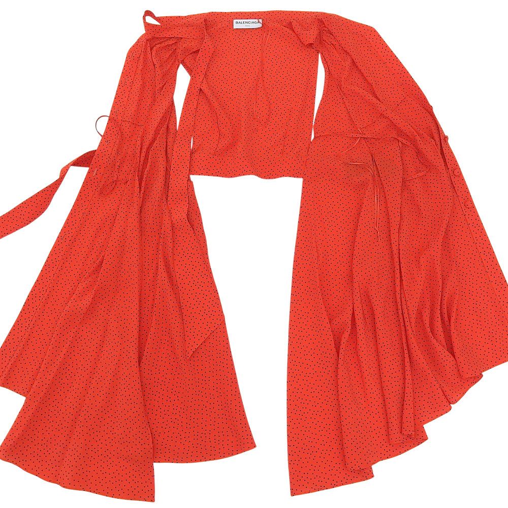 Balenciaga Silk 100% Belted Dot Sleeveless Dress — view 4
