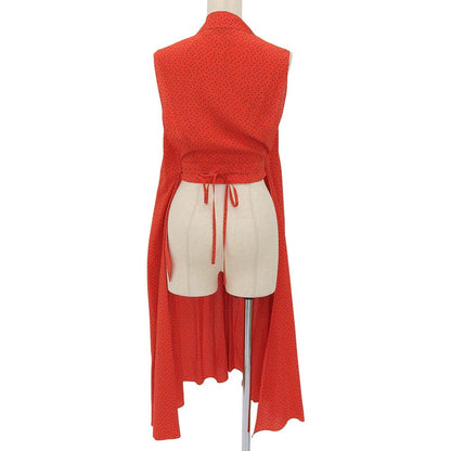 Balenciaga Silk 100% Belted Dot Sleeveless Dress — view 2