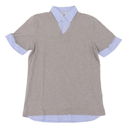 Brunello Cucinelli Polo Shirt Top Light Blue Gray