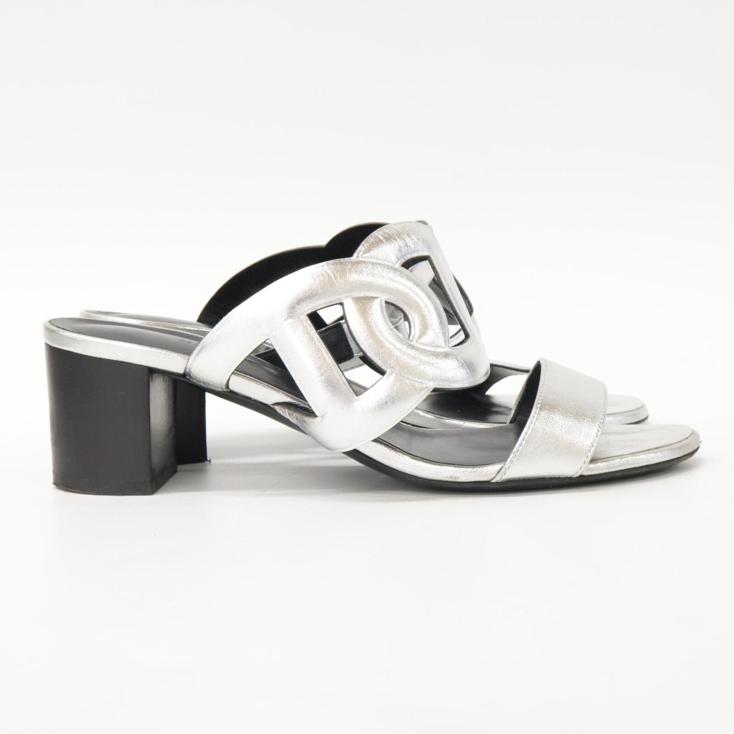 Hermes Bikini Sandal Chaine D'ancre Motif Metallic Nappa Chunky Heels — view 5
