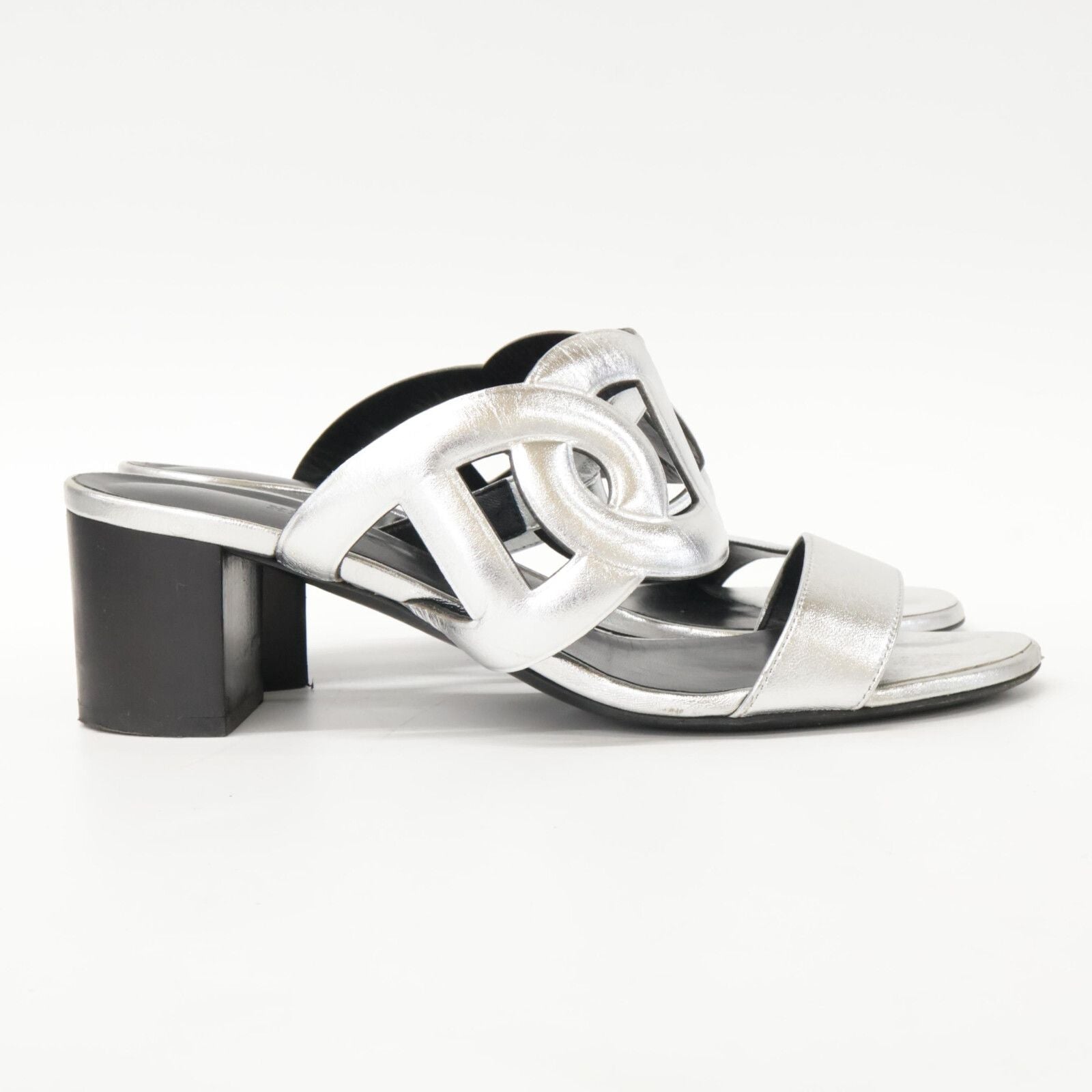 Hermes Bikini Sandal Chaine D'ancre Motif Metallic Nappa Chunky Heels — view 5