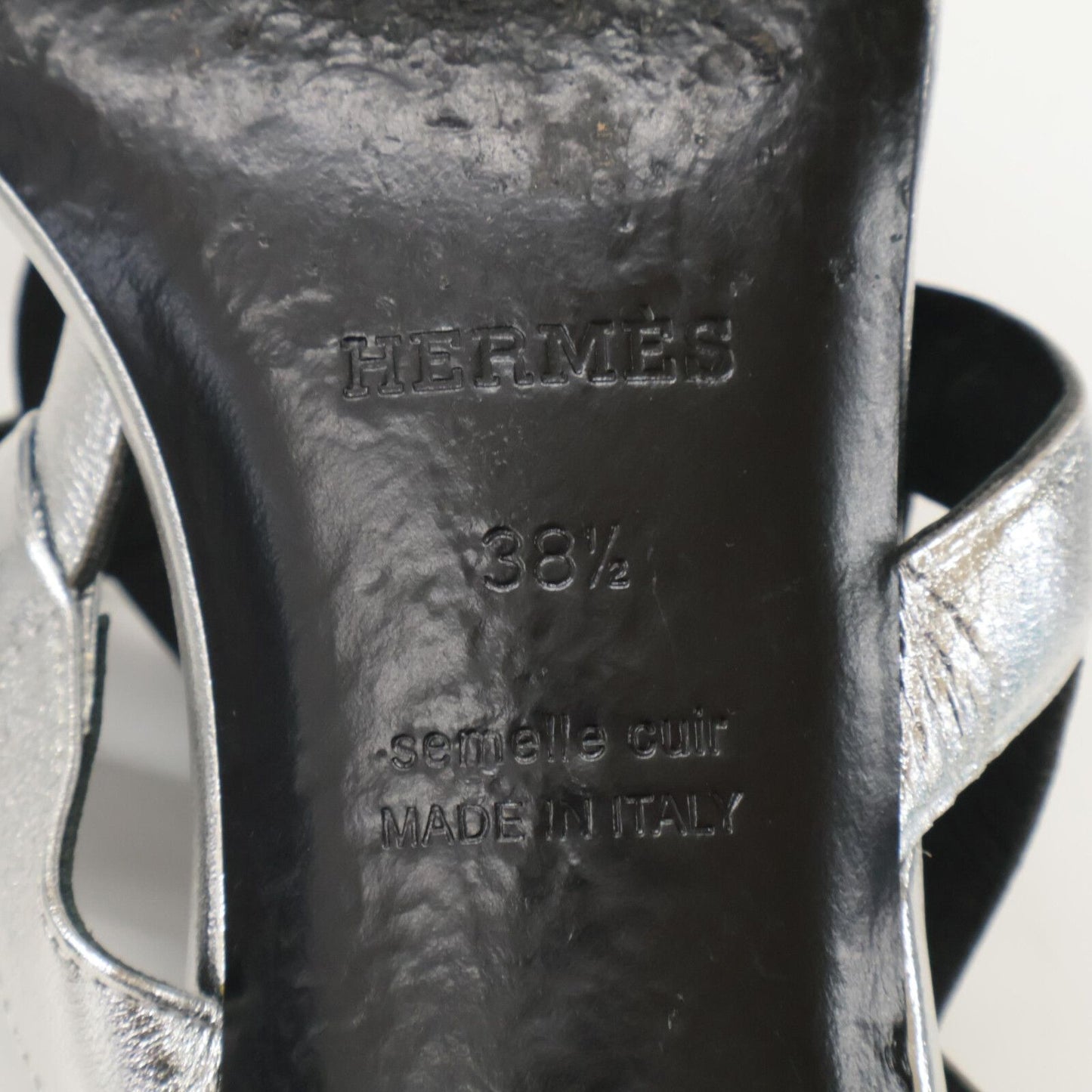 Hermes Bikini Sandal Chaine D'ancre Motif Metallic Nappa Chunky Heels — view 8
