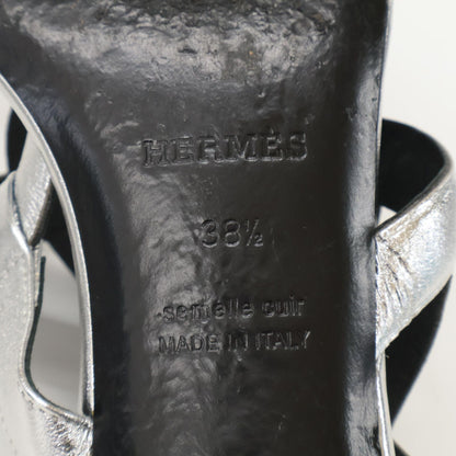 Hermes Bikini Sandal Chaine D'ancre Motif Metallic Nappa Chunky Heels — view 8