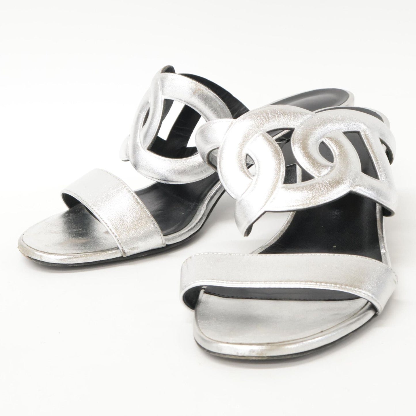Hermes Bikini Sandal Chaine D'ancre Motif Metallic Nappa Chunky Heels