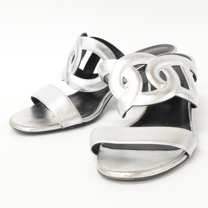 Hermes Bikini Sandal Chaine D'ancre Motif Metallic Nappa Chunky Heels