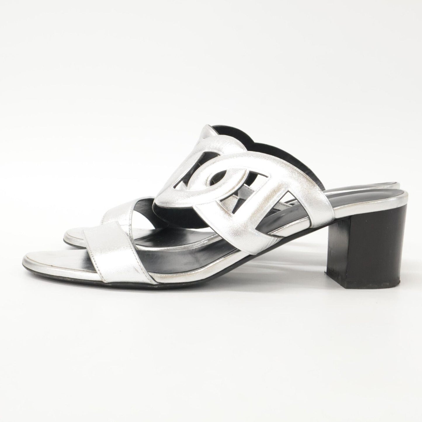 Hermes Bikini Sandal Chaine D'ancre Motif Metallic Nappa Chunky Heels — view 3