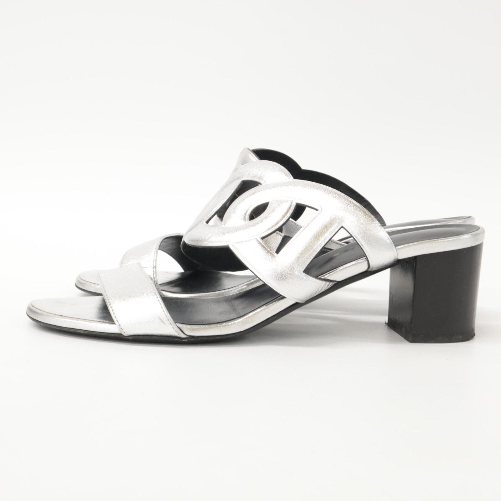 Hermes Bikini Sandal Chaine D'ancre Motif Metallic Nappa Chunky Heels — view 3