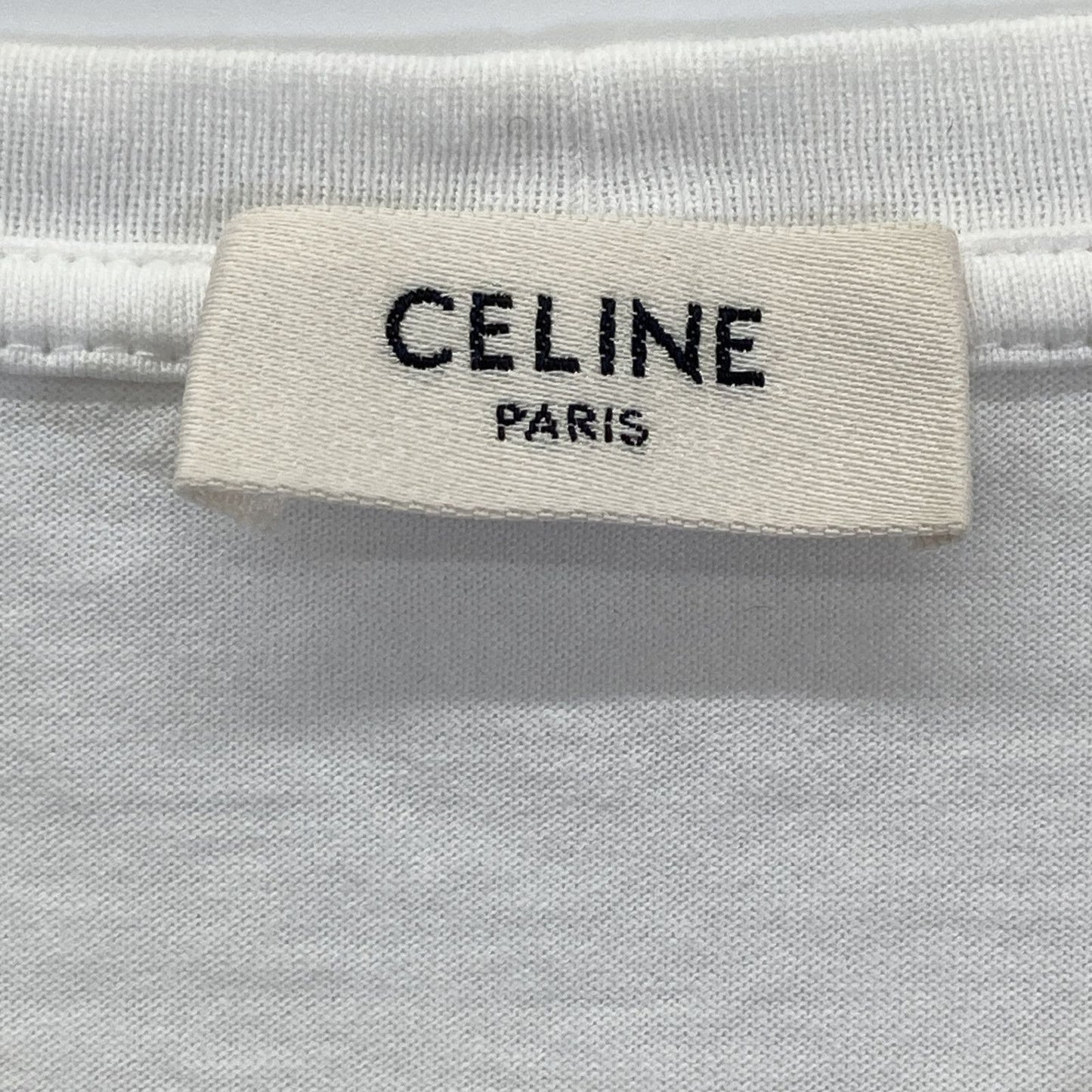 Celine White Cotton Logo Print T-Shirt — view 3
