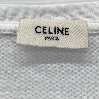 Celine White Cotton Logo Print T-Shirt — view 3