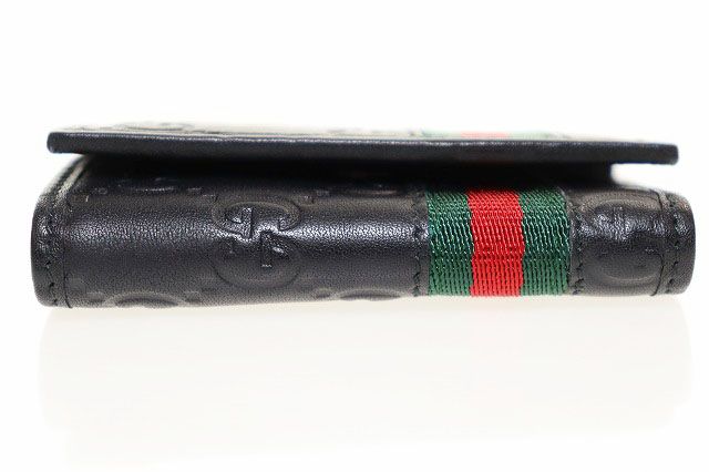 Gucci Key Case 6 Rows GG Guccissima Leather Sherry Line Black Key Holder — view 3