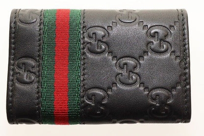 Gucci Key Case 6 Rows GG Guccissima Leather Sherry Line Black Key Holder — view 2