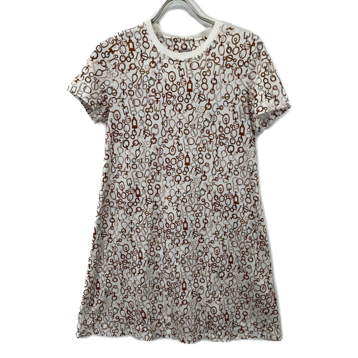 Hermes Bit Pattern Short Sleeve Shirt Dress 36