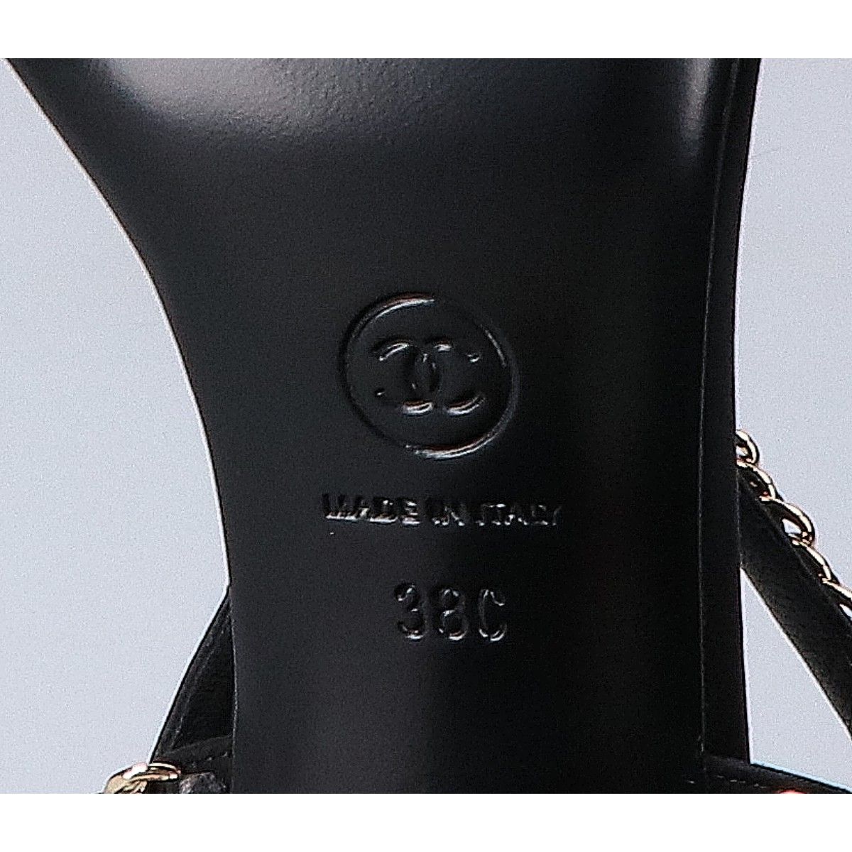 Chanel Imitation Pearl Chain Satin Ankle Strap Lambskin Sandals 38c — view 7