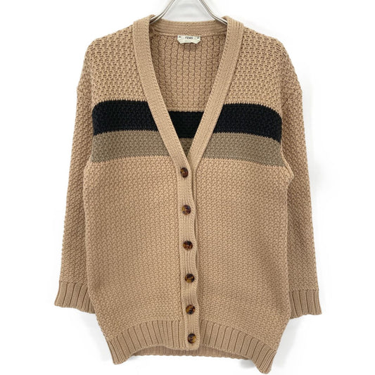 Fendi Brown Back Logo Knit Cardigan 36