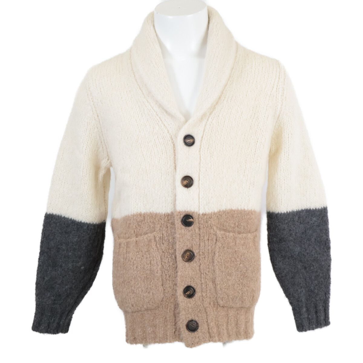 Brunello Cucinelli Cashmere Silk Alpaca Blend Shawl Color Knit Cardigan 44