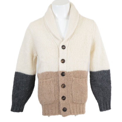 Brunello Cucinelli Cashmere Silk Alpaca Blend Shawl Color Knit Cardigan 44