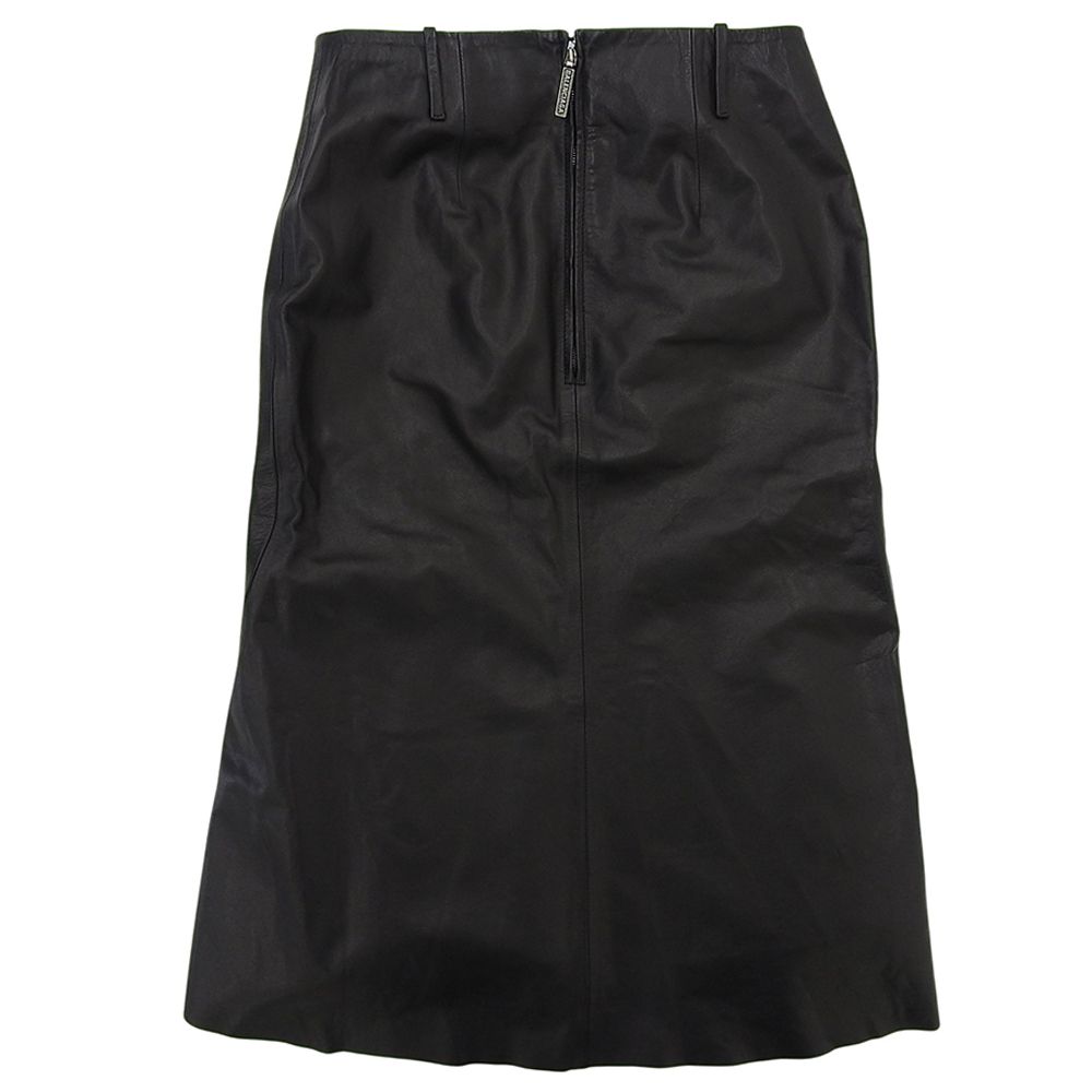 Balenciaga Calf Leather Flare Skirt Black — view 2