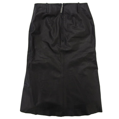 Balenciaga Calf Leather Flare Skirt Black — view 2