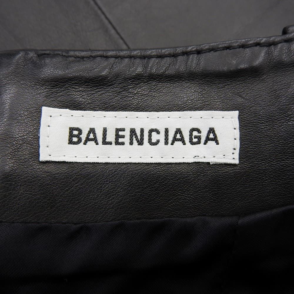 Balenciaga Calf Leather Flare Skirt Black — view 3
