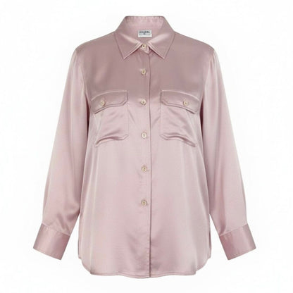 Chanel Vintage CC Logo Button Silk Shirt Blouse