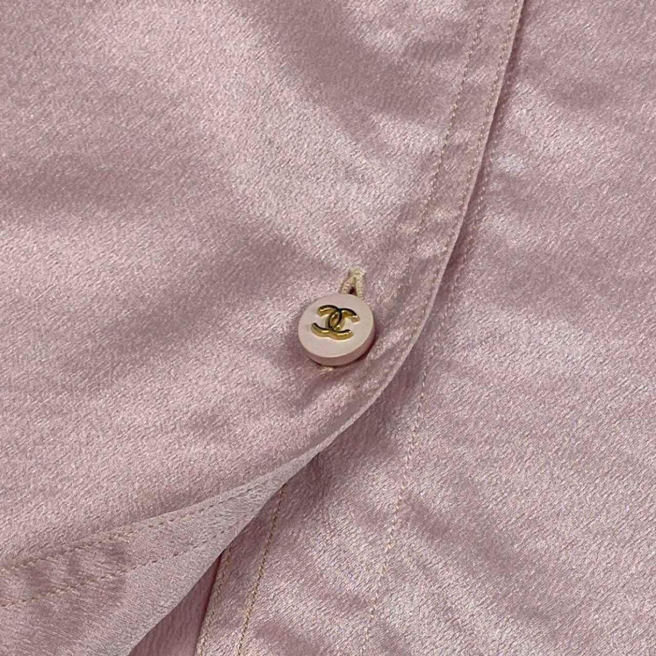 Chanel Vintage CC Logo Button Silk Shirt Blouse — view 7