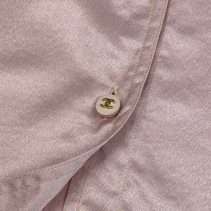 Chanel Vintage CC Logo Button Silk Shirt Blouse — view 7