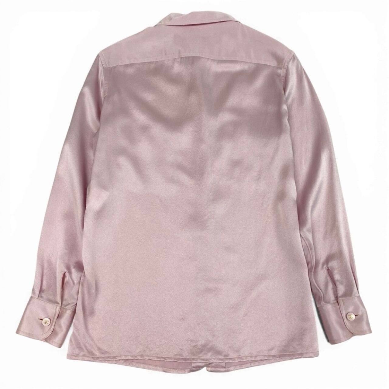 Chanel Vintage CC Logo Button Silk Shirt Blouse — view 3