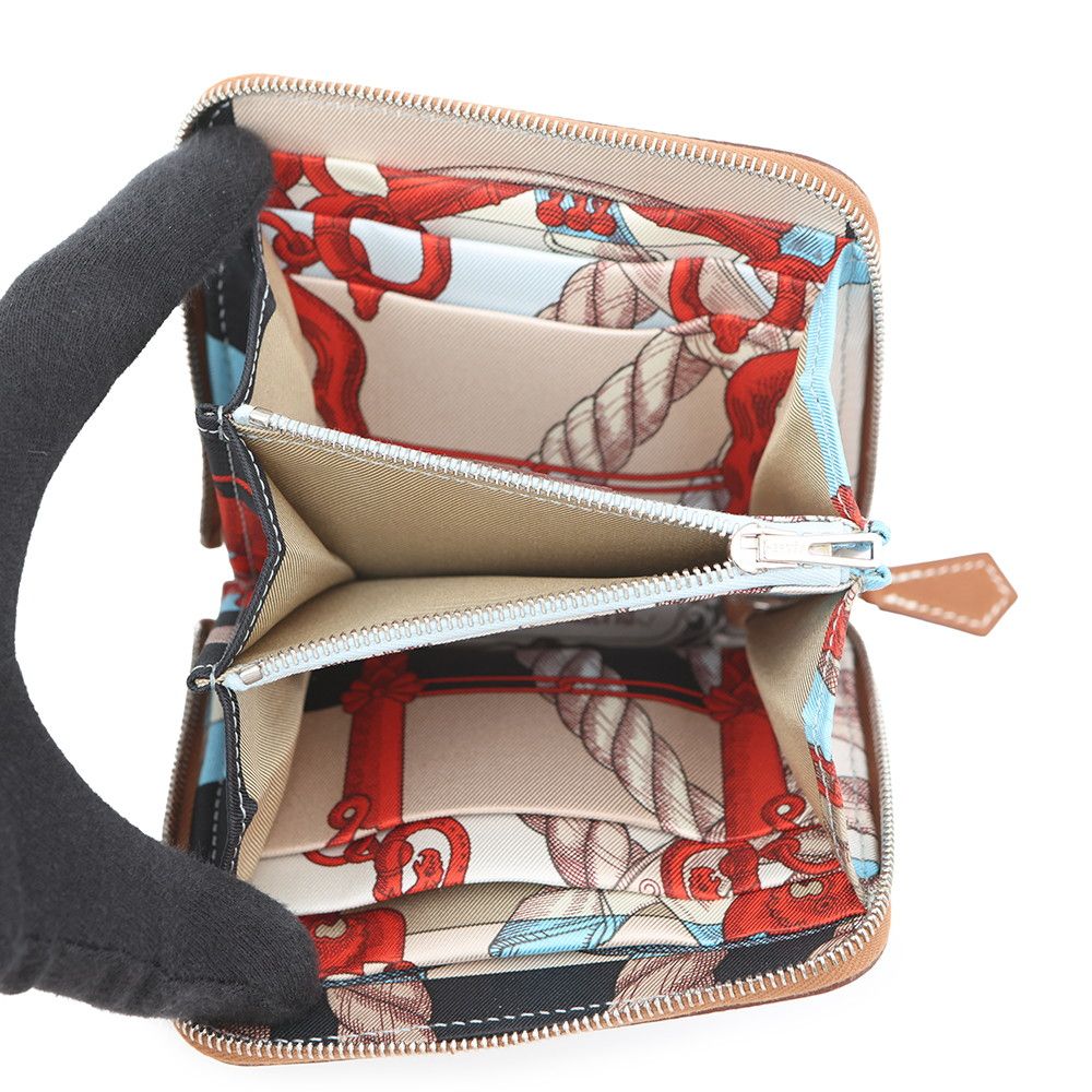 Hermes Coin Case Azap Compact Silk in Gold Silver Epsom — view 4