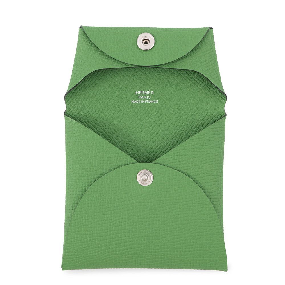 Hermes Coin Case Bastia Vert Yucca Epsom Purse — view 4