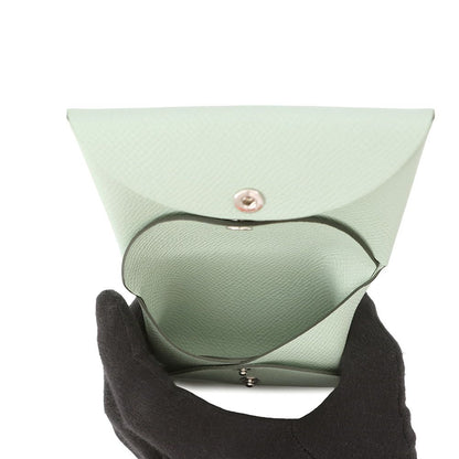 Hermes Coin Case Calvi Duo Vert Fizz Silver Epsom — view 5