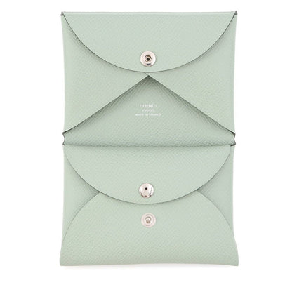 Hermes Coin Case Calvi Duo Vert Fizz Silver Epsom — view 4